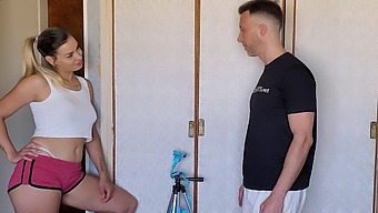 Two Cameras Capture The Making Of A Porn Video Featuring A Blonde Amateur With Big Tits. The Video Includes Oral Sex And A Blowjob.